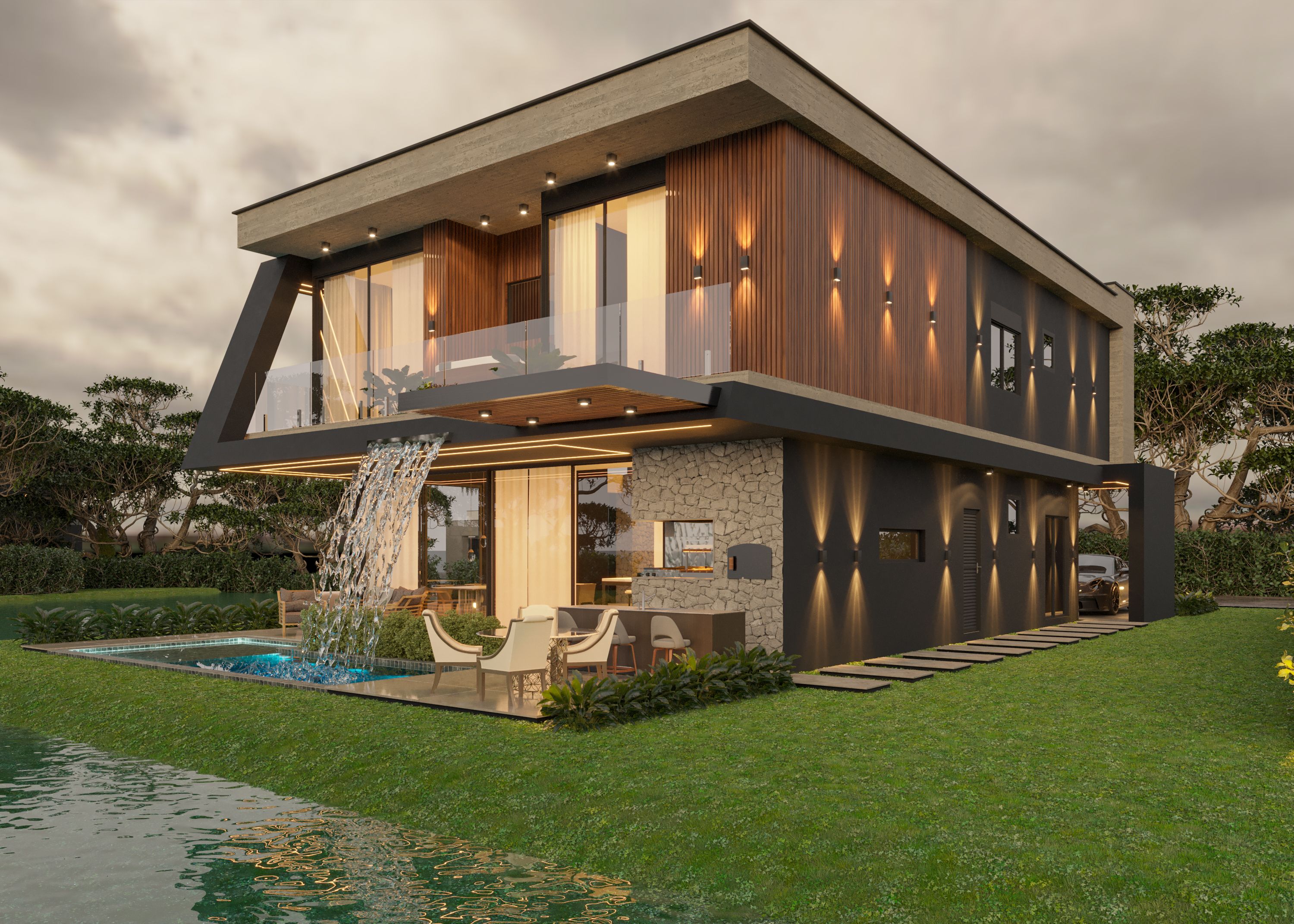 Vista dos fundos alternativa da casa