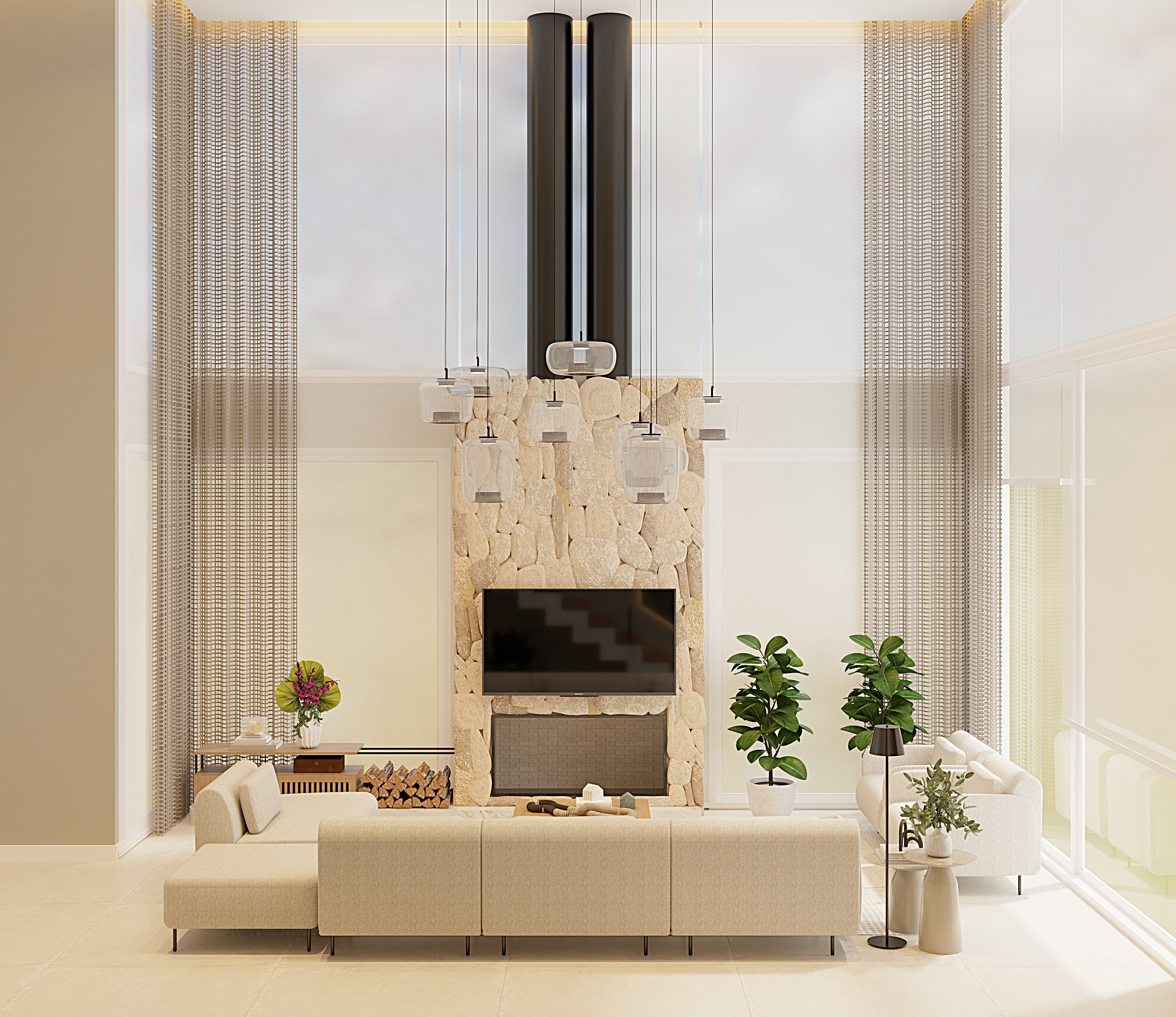 Living com pé direito duplo