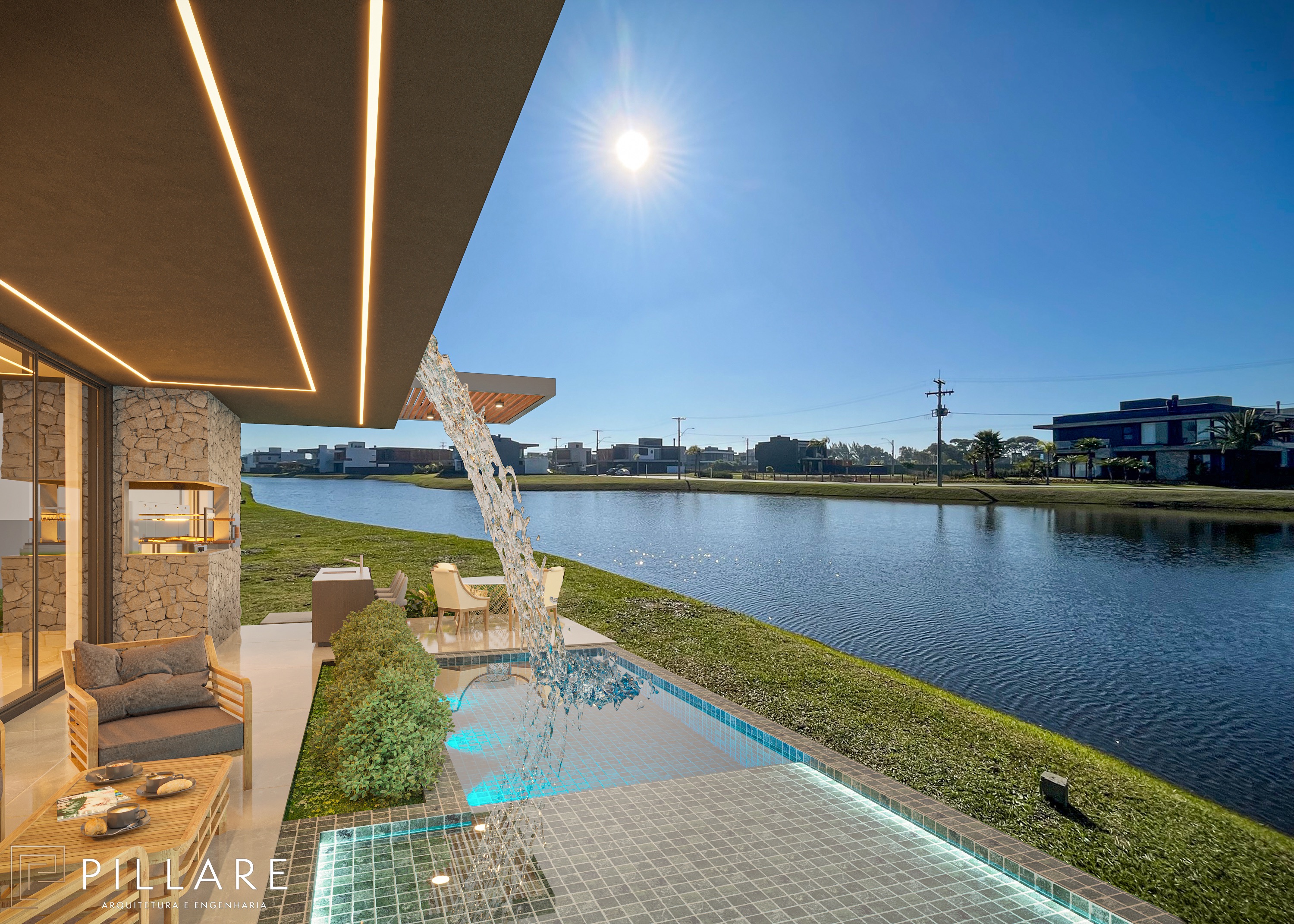 Terraço com piscina e vista panorâmica